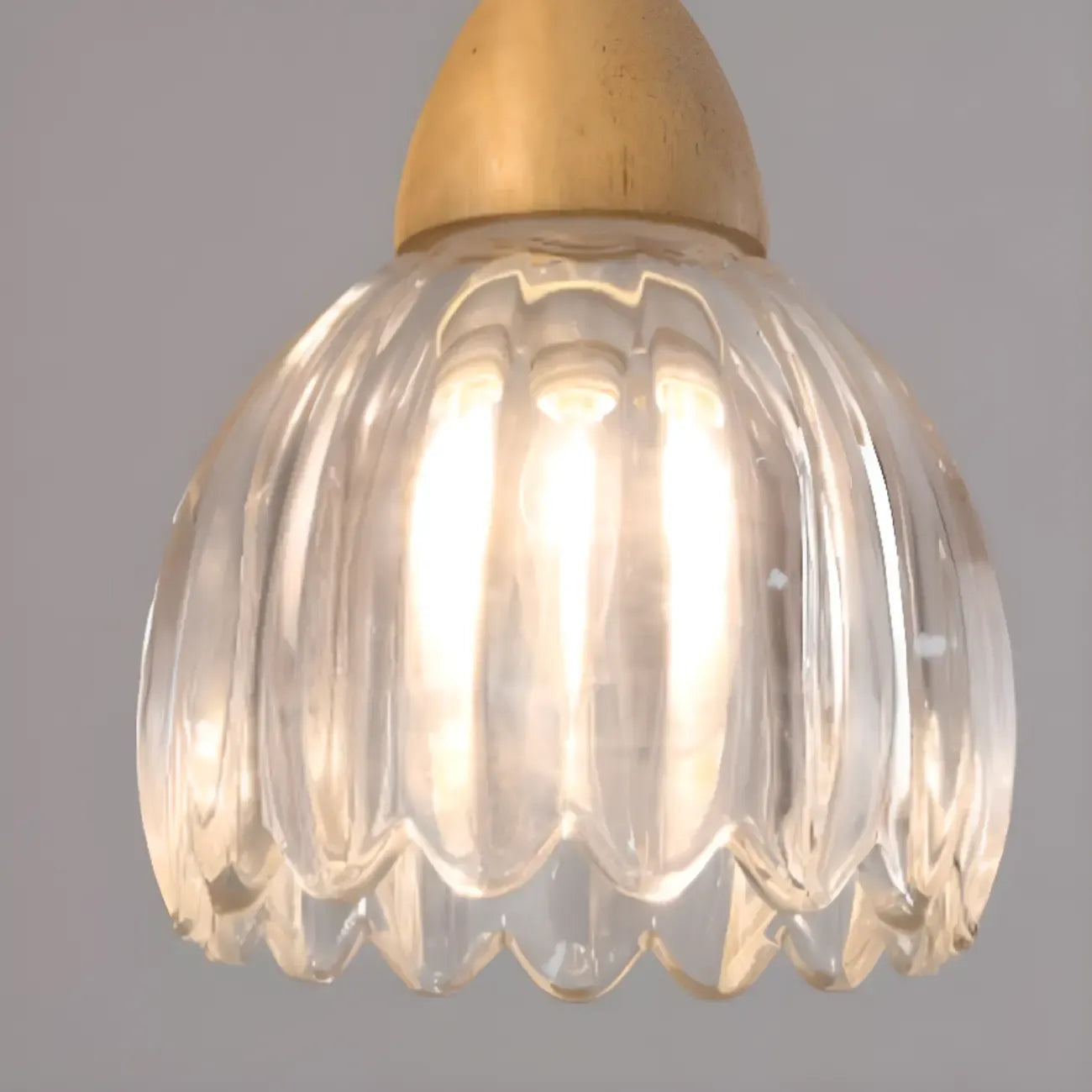 Glass Shade Wood Kitchen Island Pendant Light Adjustable Length