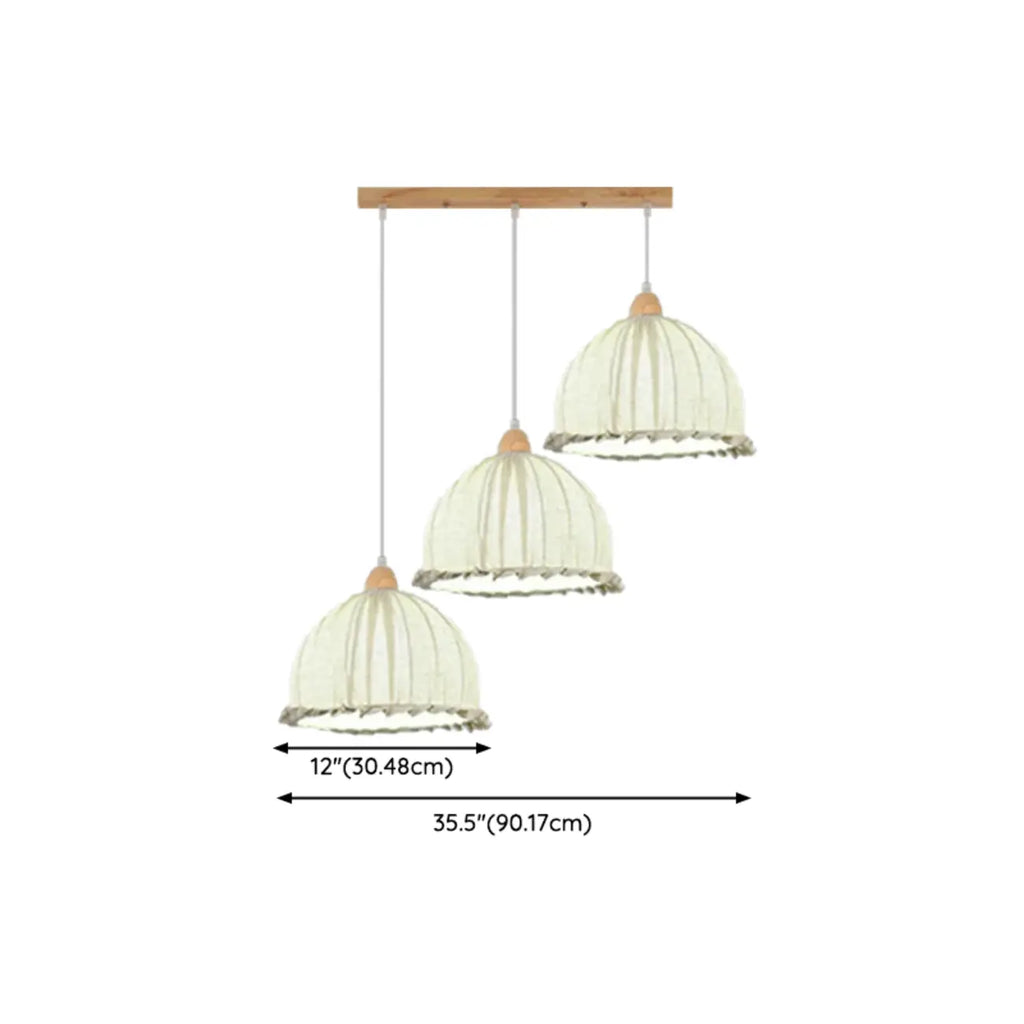 Glass Shade Wood Kitchen Island Pendant Light Adjustable Length