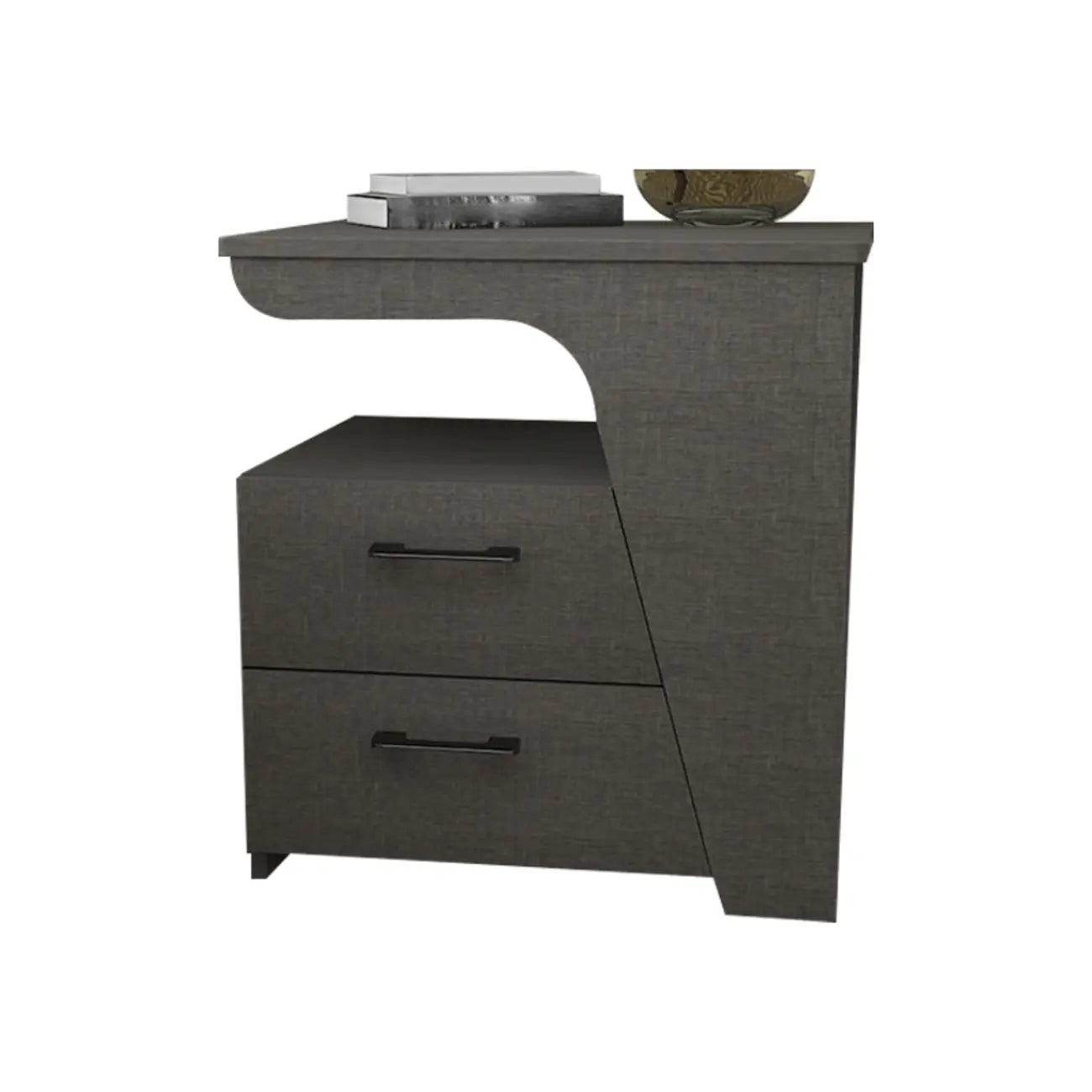 Modern White Bedside Table with 2 Storage Drawers