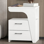 Modern White Bedside Table with 2 Storage Drawers