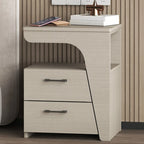 Modern White Bedside Table with 2 Storage Drawers