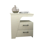 Modern White Bedside Table with 2 Storage Drawers