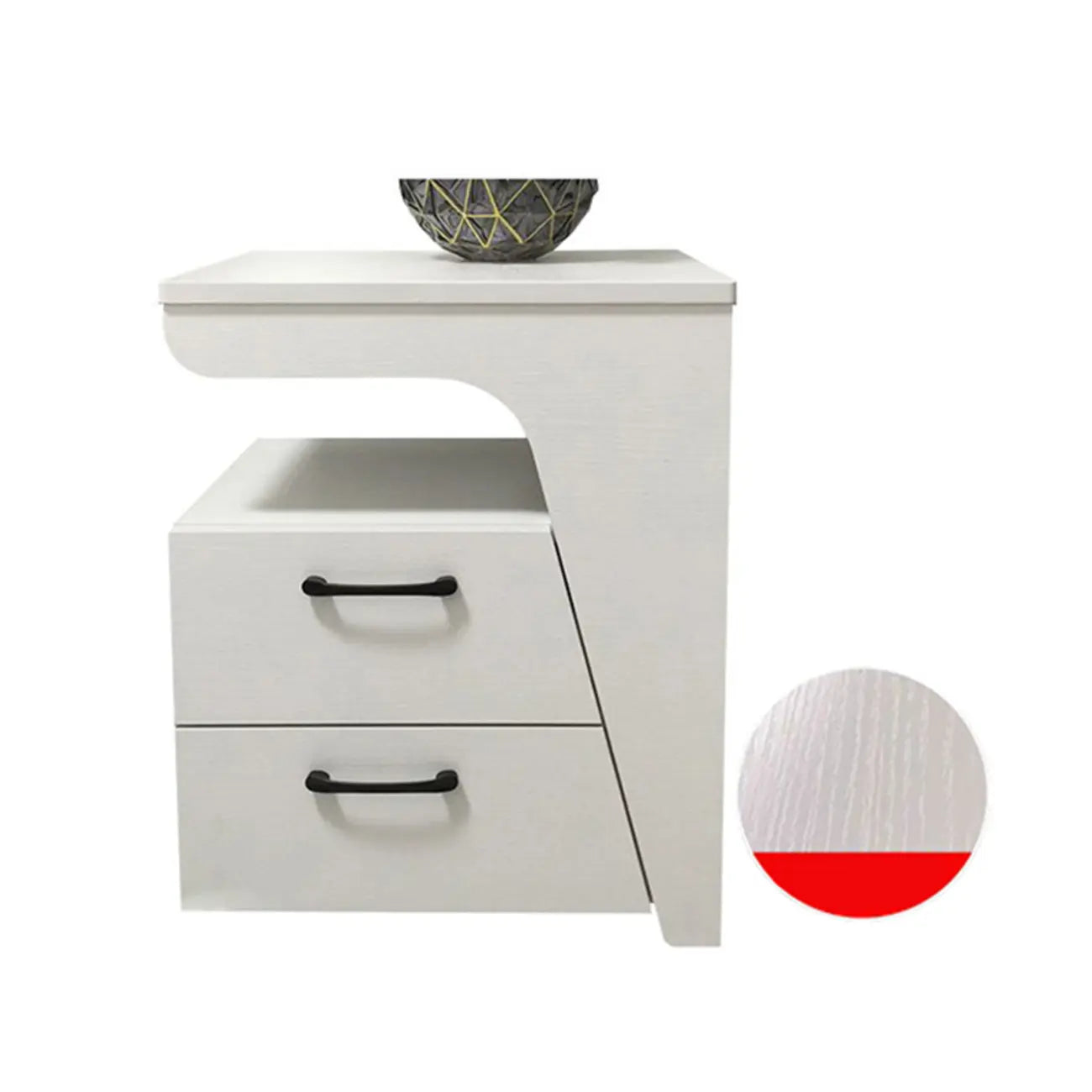 Modern White Bedside Table with 2 Storage Drawers