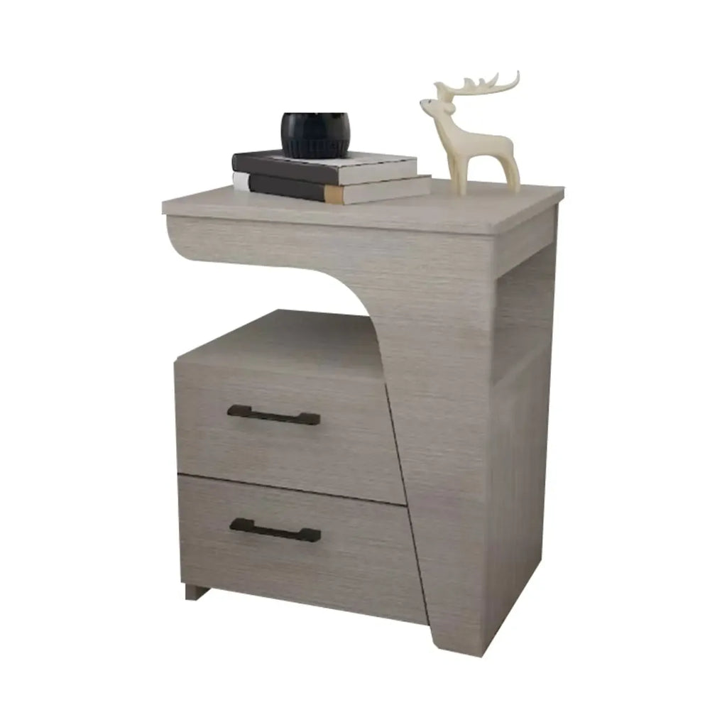 Modern White Bedside Table with 2 Storage Drawers