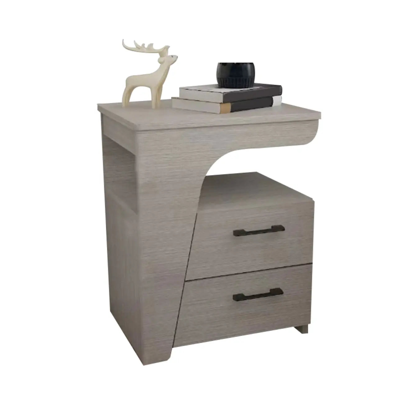Modern White Bedside Table with 2 Storage Drawers