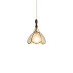 3-Light Glass Brass Floral Dining Pendant Light
