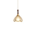 3-Light Glass Brass Floral Dining Pendant Light