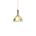 3-Light Glass Brass Floral Dining Pendant Light