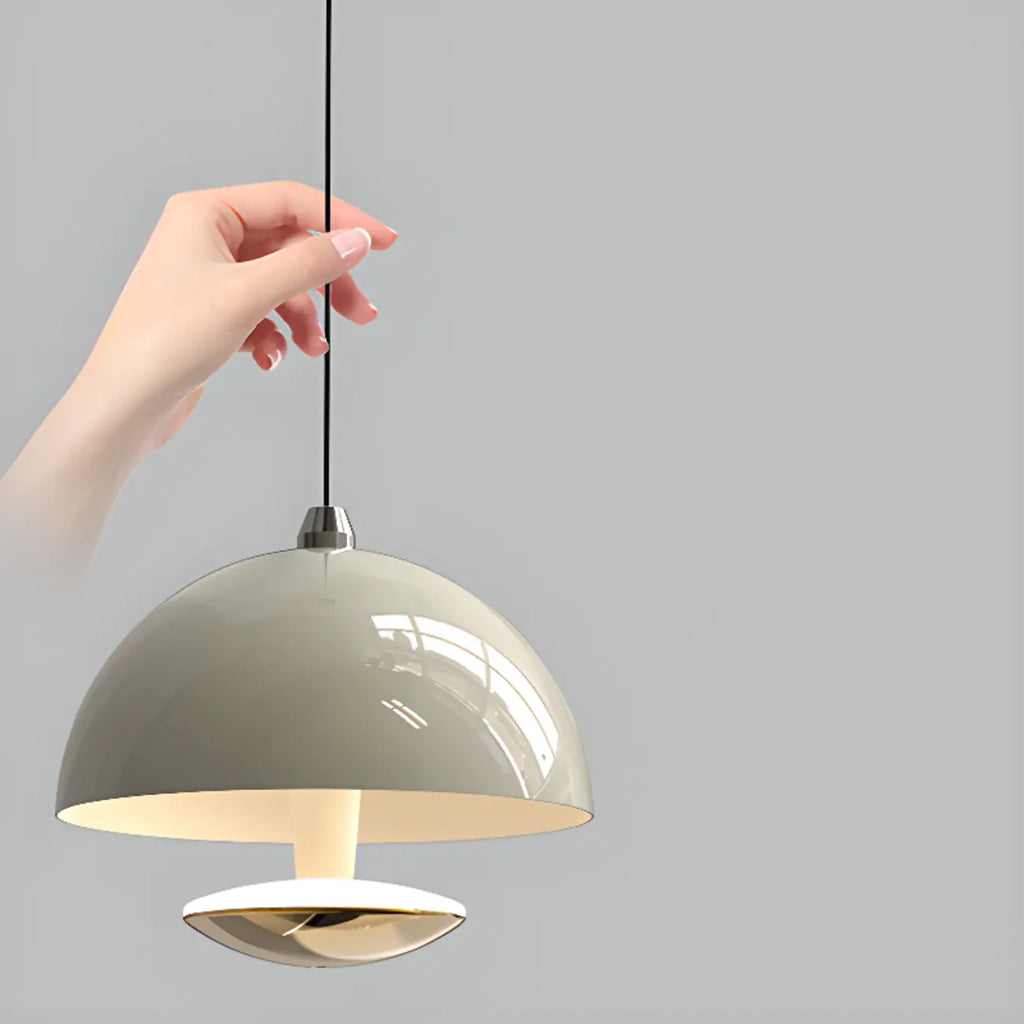 Modern Dimming Metal Hemispherical Pendant Light for Bedroom