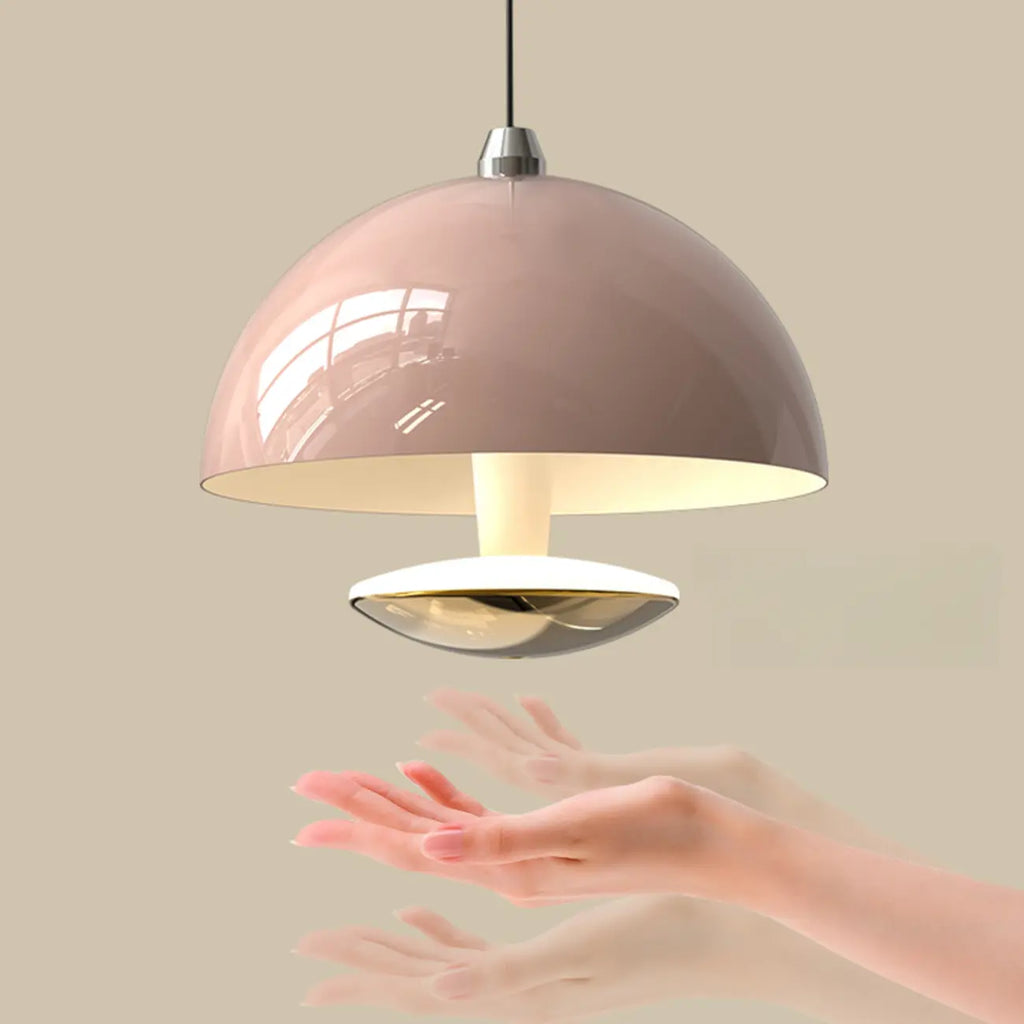 Modern Dimming Metal Hemispherical Pendant Light for Bedroom