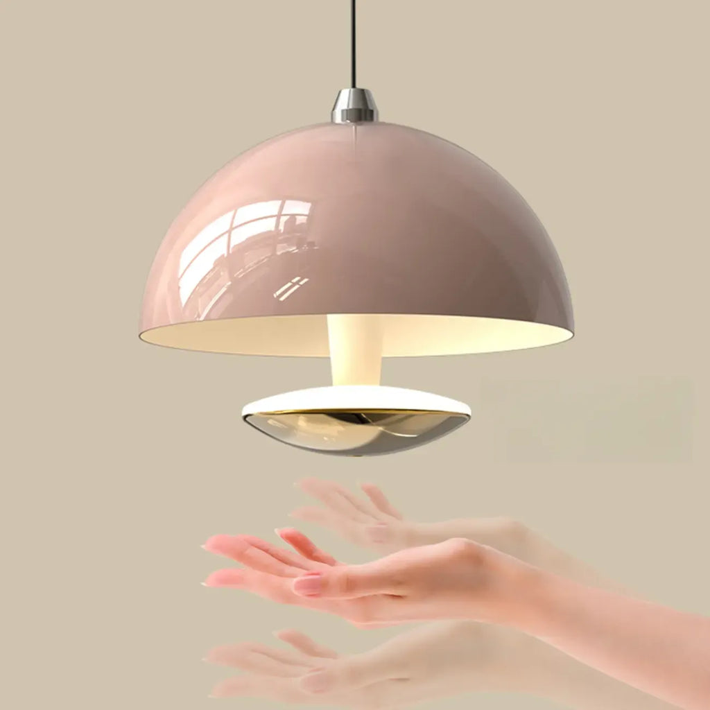 Modern Dimming Metal Hemispherical Pendant Light for Bedroom
