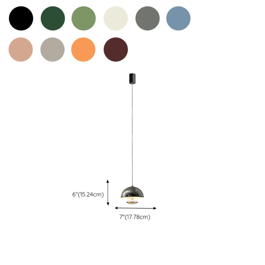Modern Dimming Metal Hemispherical Pendant Light for Bedroom