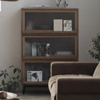 Rustic Natural Rectangle Wood Frosted Glass Storage Chests