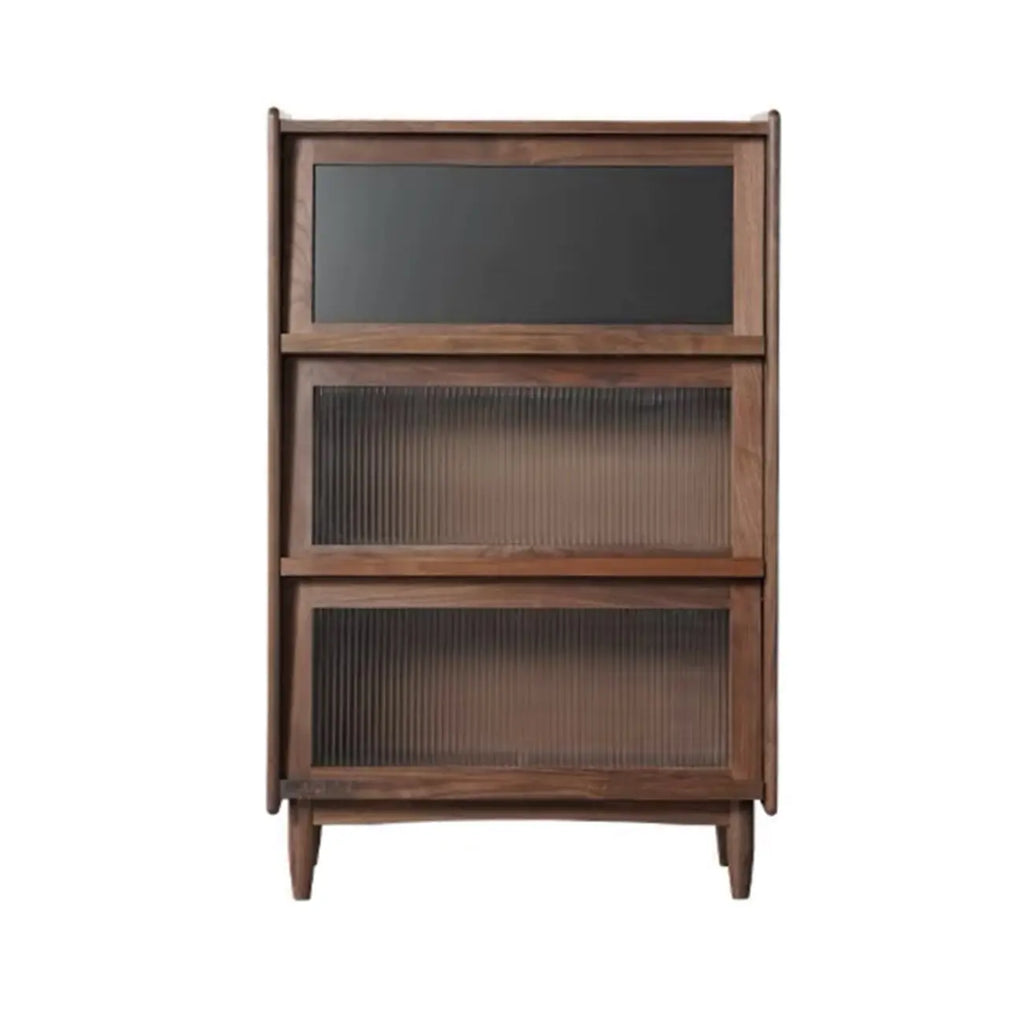 Rustic Natural Rectangle Wood Frosted Glass Storage Chests