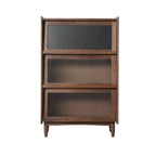Rustic Natural Rectangle Wood Frosted Glass Storage Chests