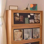 Rustic Natural Rectangle Wood Frosted Glass Storage Chests
