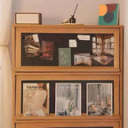 Rustic Natural Rectangle Wood Frosted Glass Storage Chests