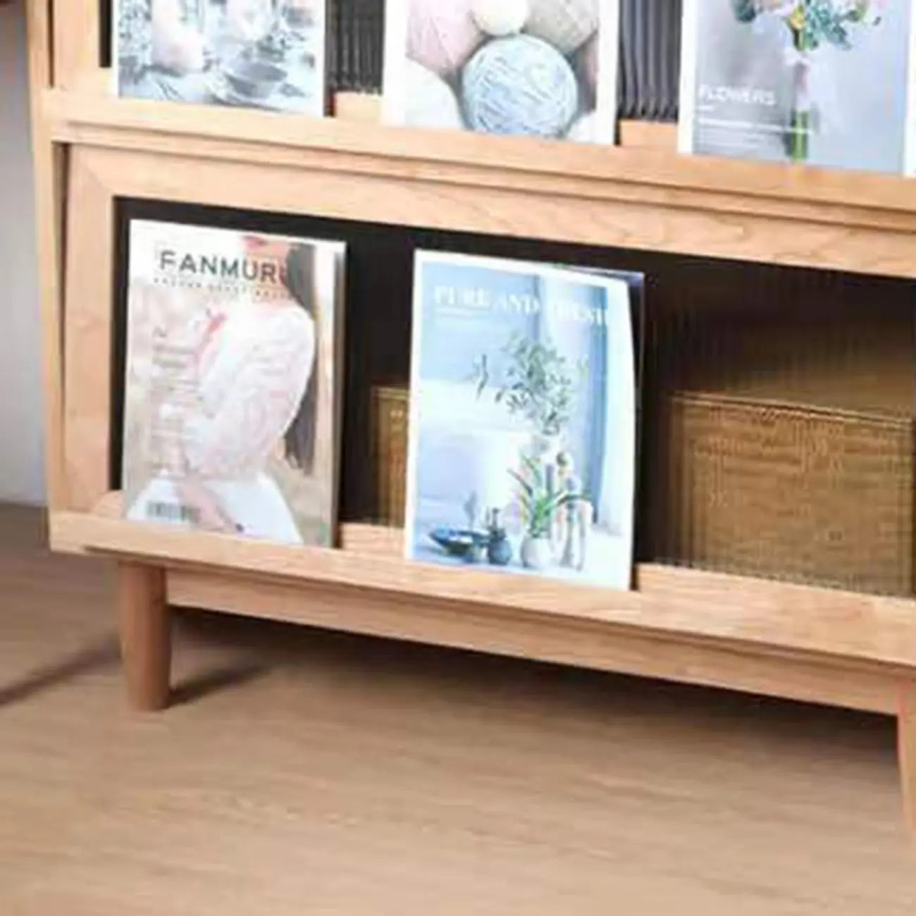 Rustic Natural Rectangle Wood Frosted Glass Storage Chests