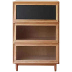 Rustic Natural Rectangle Wood Frosted Glass Storage Chests