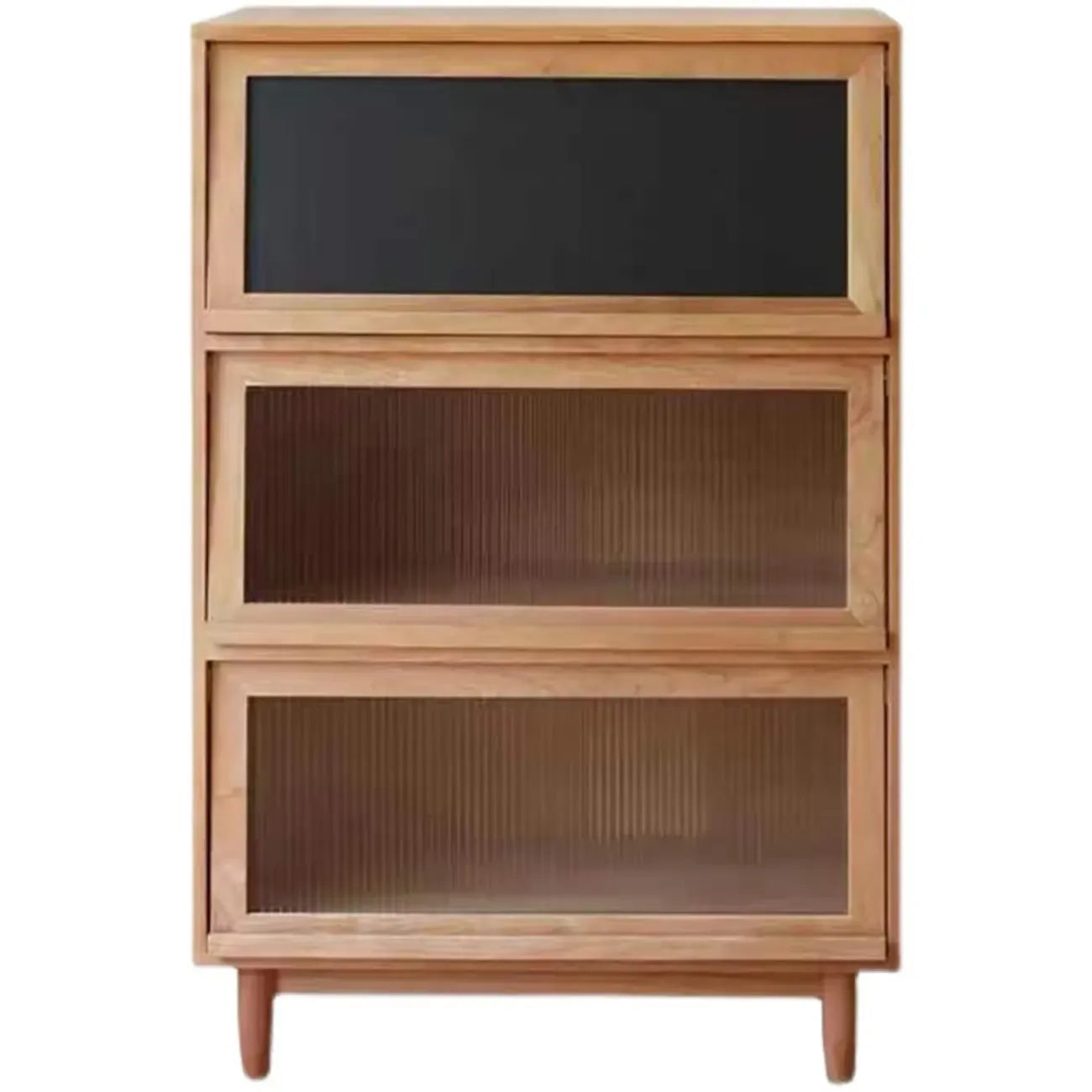 Rustic Natural Rectangle Wood Frosted Glass Storage Chests