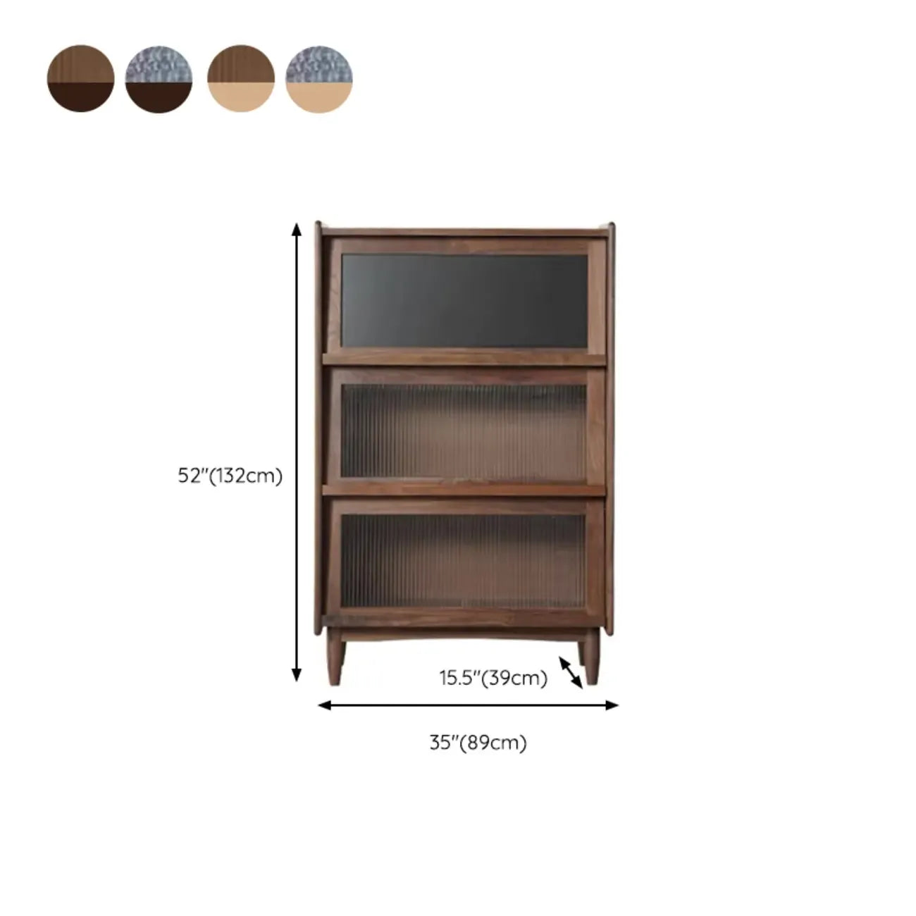 Rustic Natural Rectangle Wood Frosted Glass Storage Chests