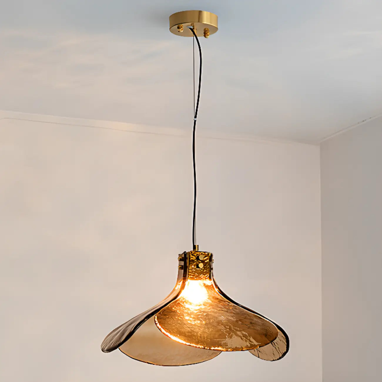 Modern Rope Amber Glass Hanging Pendant Lights for Kitchen