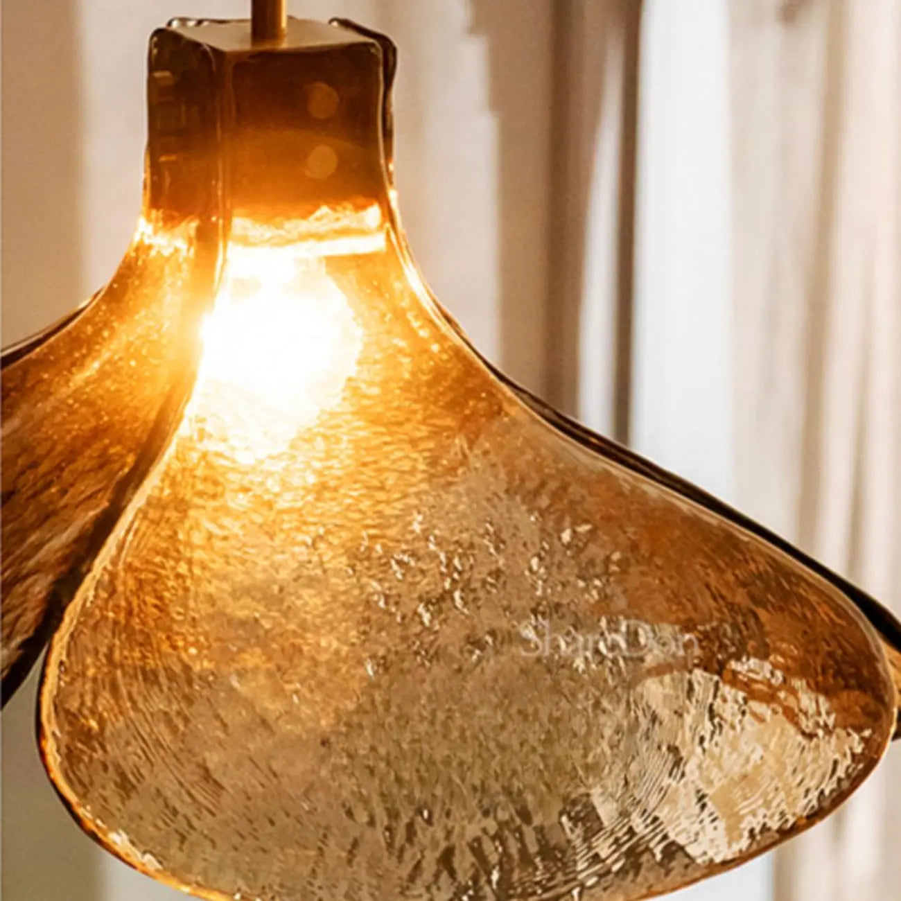 Modern Rope Amber Glass Hanging Pendant Lights for Kitchen