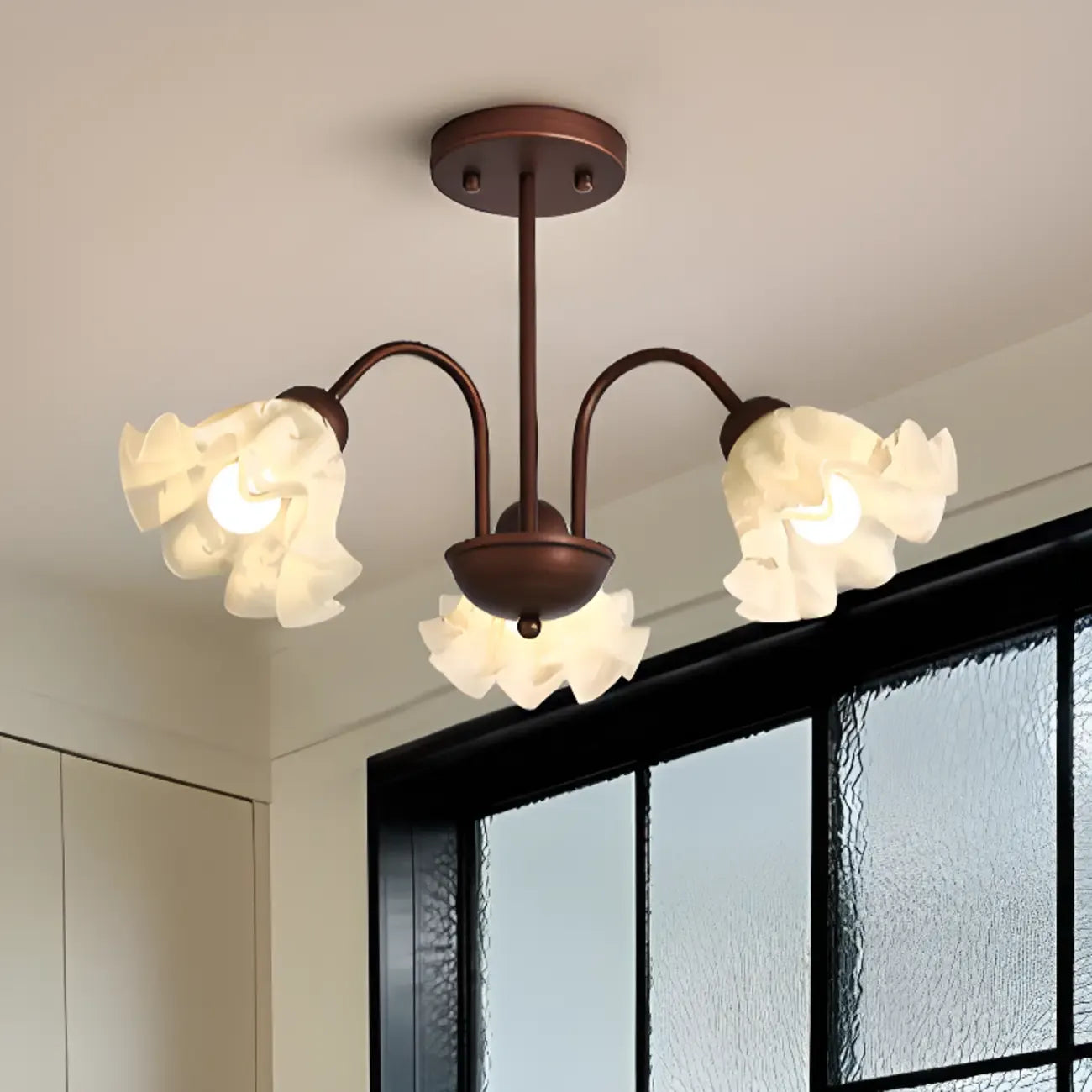 Geometric Art 3/8 Light Glass LED Chandelier for Dining Area