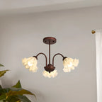 Geometric Art 3/8 Light Glass LED Chandelier for Dining Area