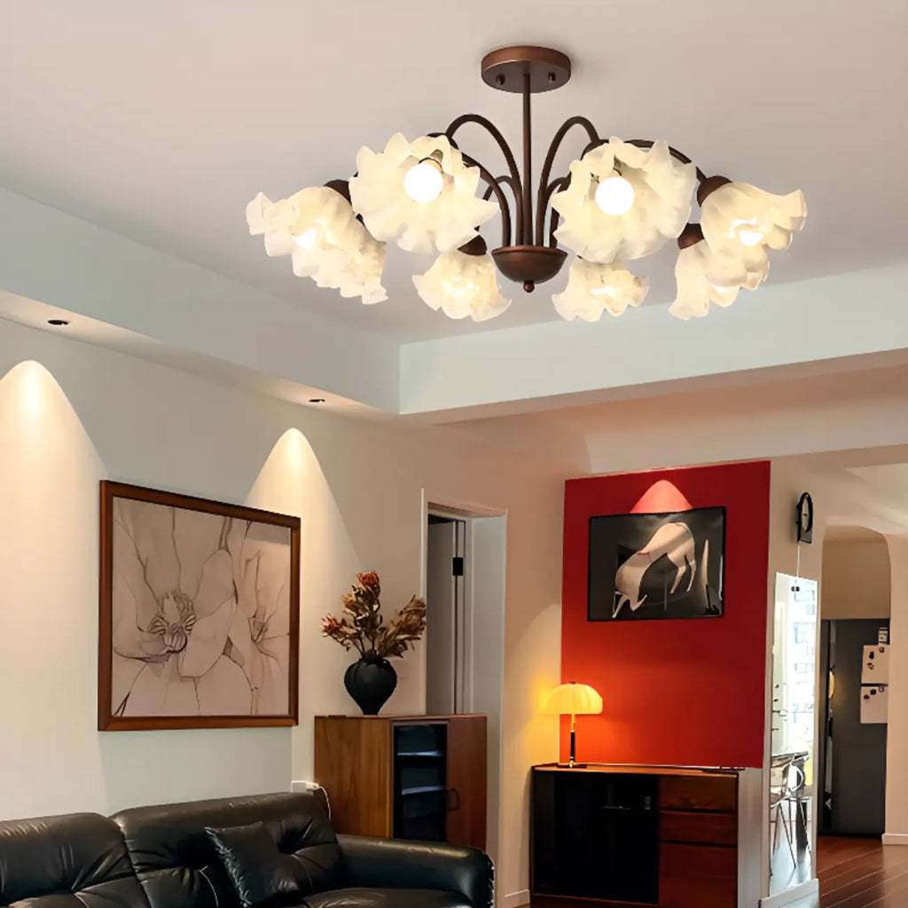 Geometric Art 3/8 Light Glass LED Chandelier for Dining Area