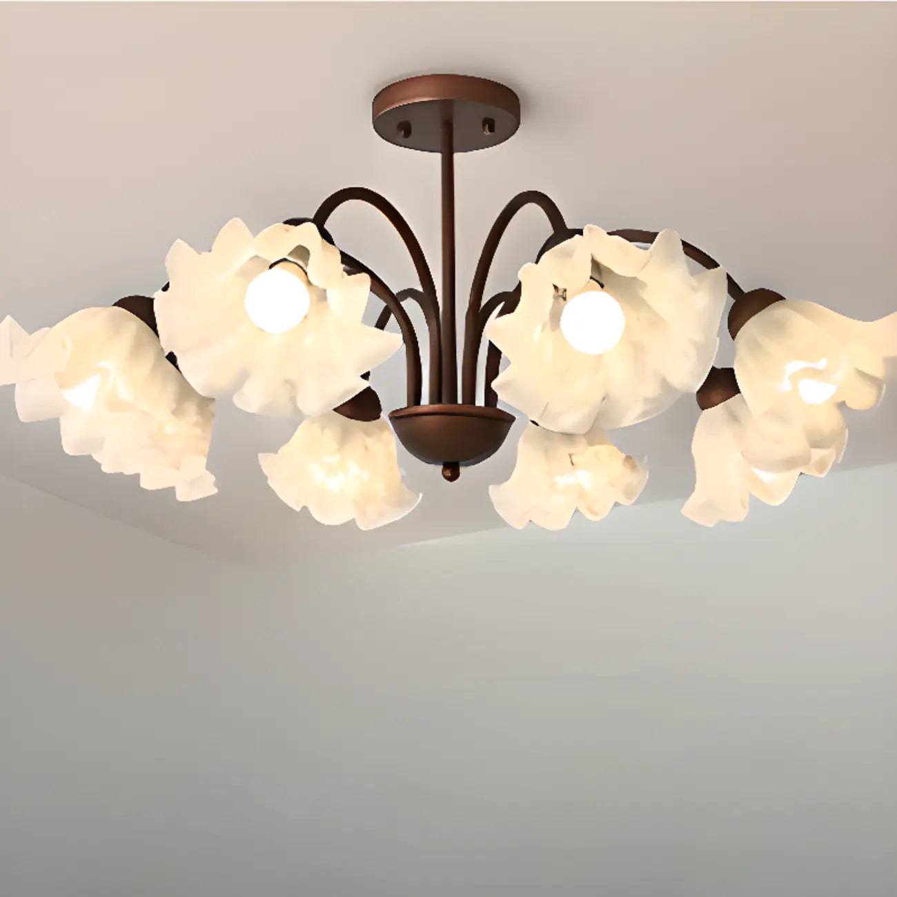 Geometric Art 3/8 Light Glass LED Chandelier for Dining Area