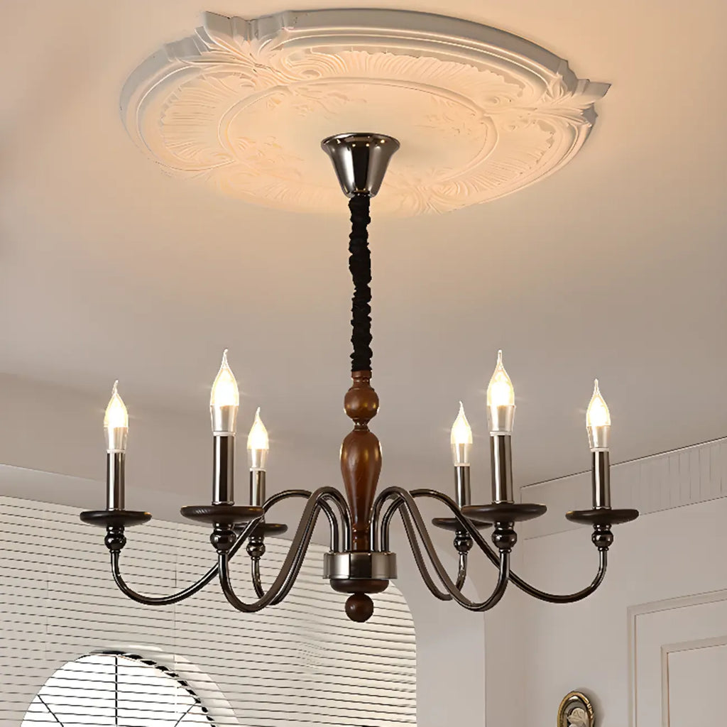 Modern Black 6/8 Light Candelabra Chandelier in Dimmable