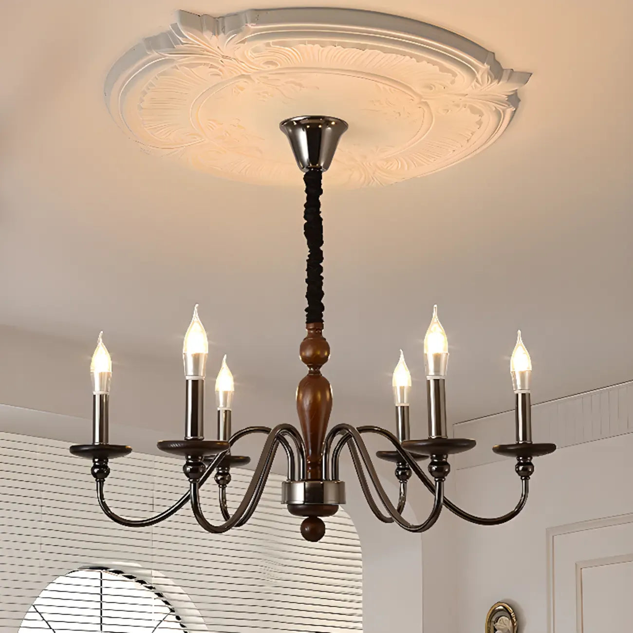 Modern Black 6/8 Light Candelabra Chandelier in Dimmable