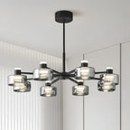 Modern Black Circle Round Glass LED Chandelier