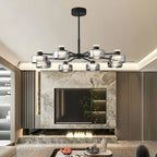 Modern Black Circle Round Glass LED Chandelier