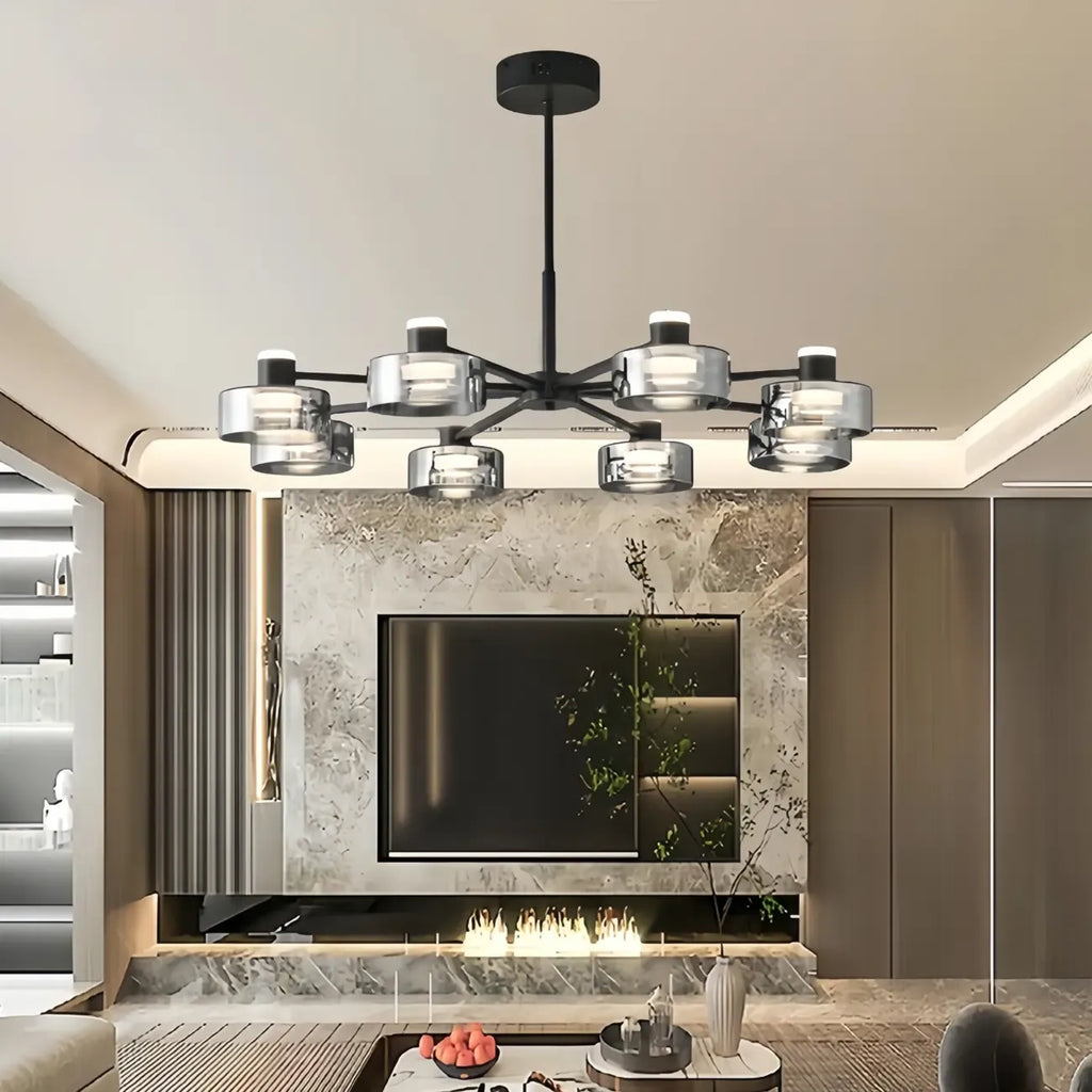 Modern Black Circle Round Glass LED Chandelier