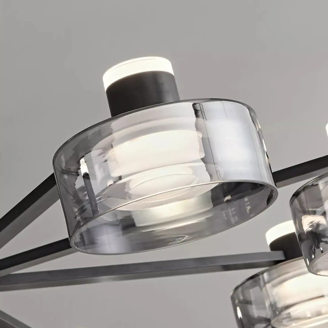 Modern Black Circle Round Glass LED Chandelier