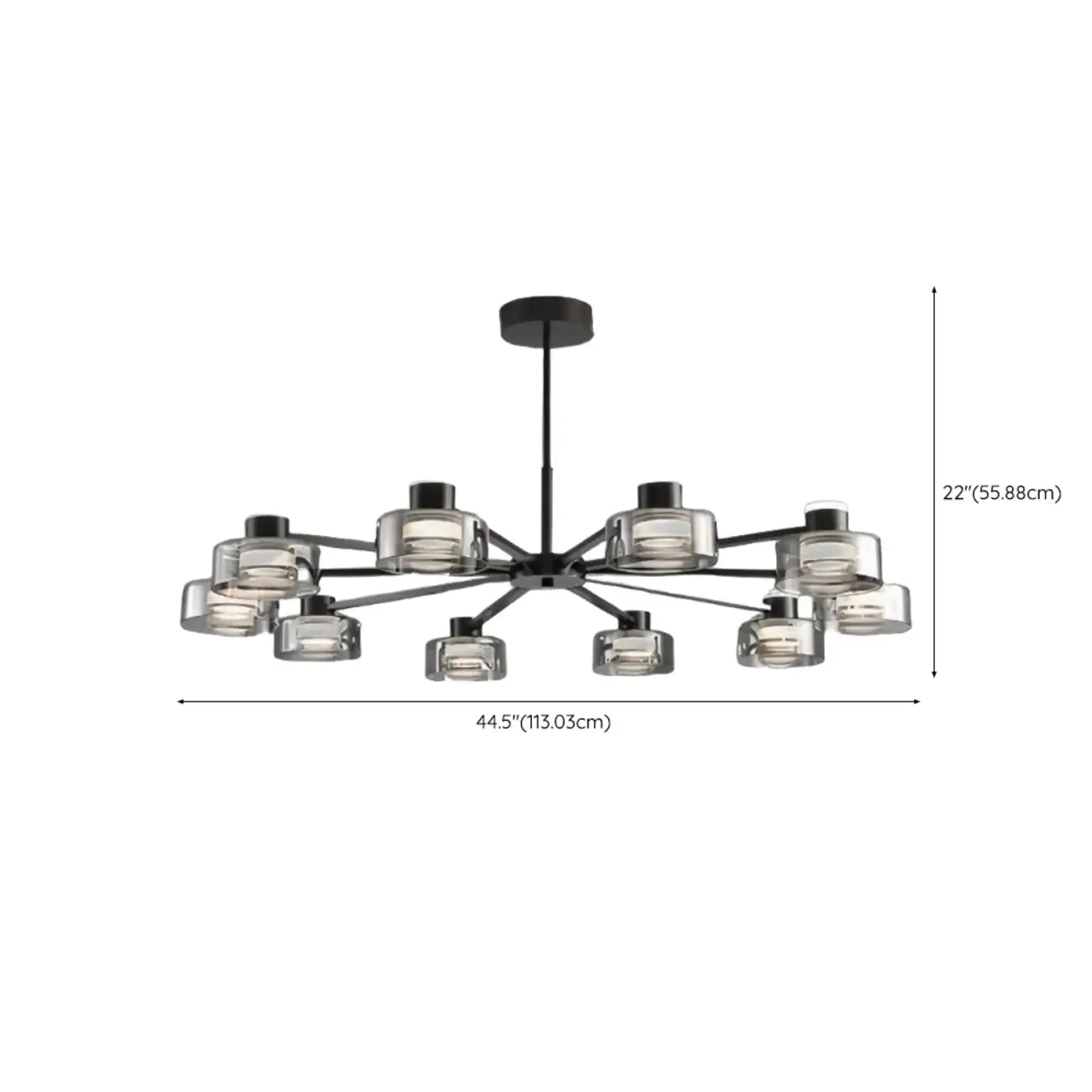 Modern Black Circle Round Glass LED Chandelier