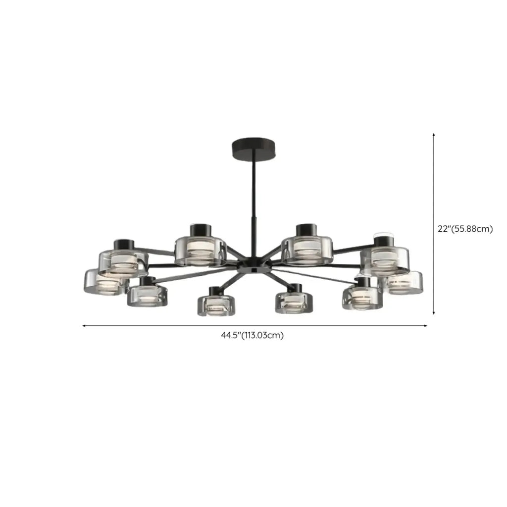 Modern Black Circle Round Glass LED Chandelier