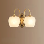 Vintage Brass Gooseneck Glass Shade Wall Sconce