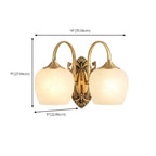 Vintage Brass Gooseneck Glass Shade Wall Sconce