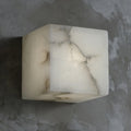 Contemporary Gray-white Cubic Alabaster Indoor Wall Sconce