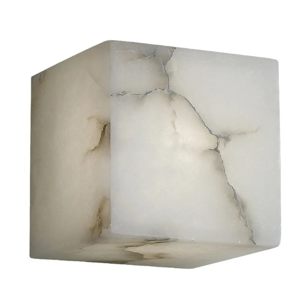 Contemporary Gray-white Cubic Alabaster Indoor Wall Sconce