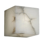 Contemporary Gray-white Cubic Alabaster Indoor Wall Sconce