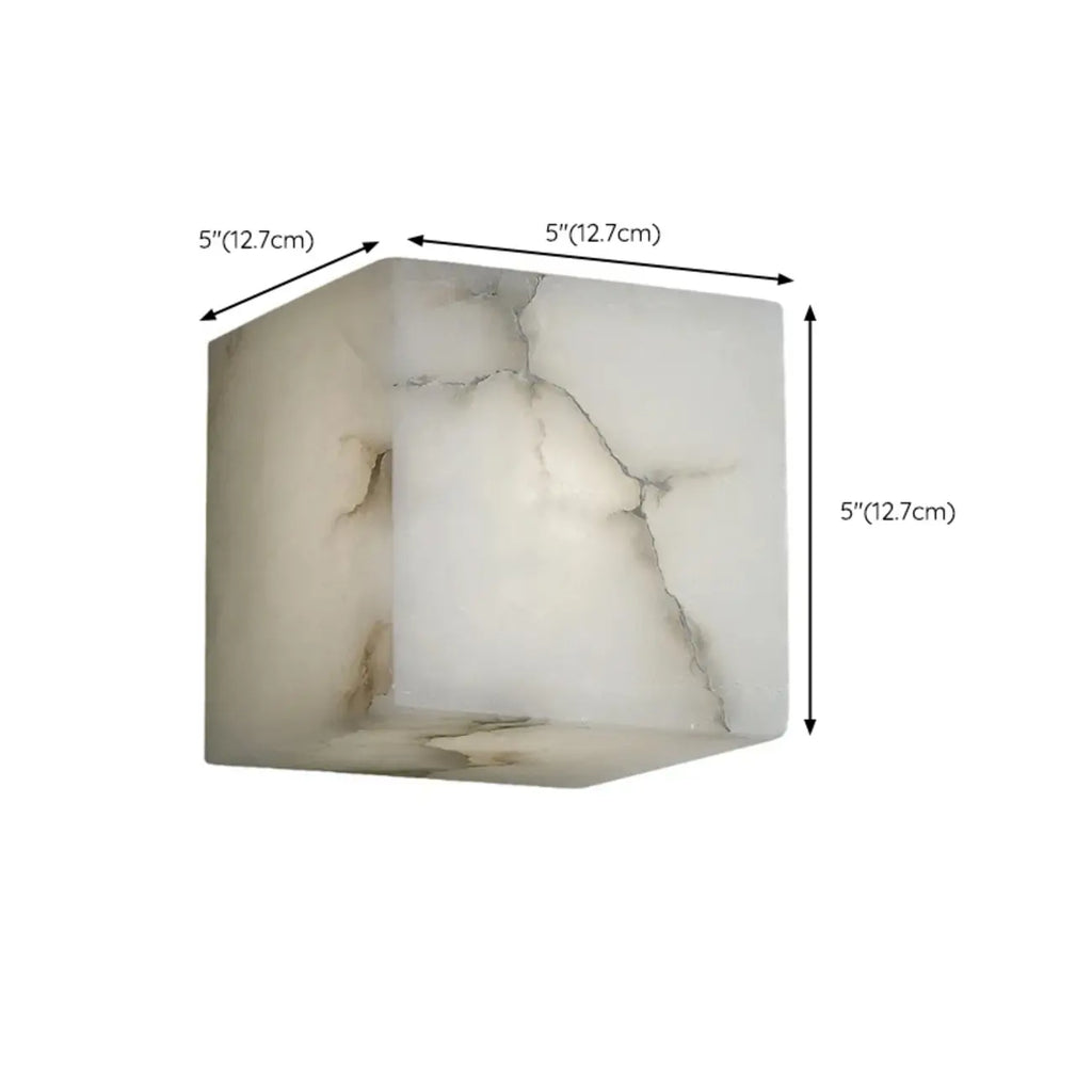 Contemporary Gray-white Cubic Alabaster Indoor Wall Sconce