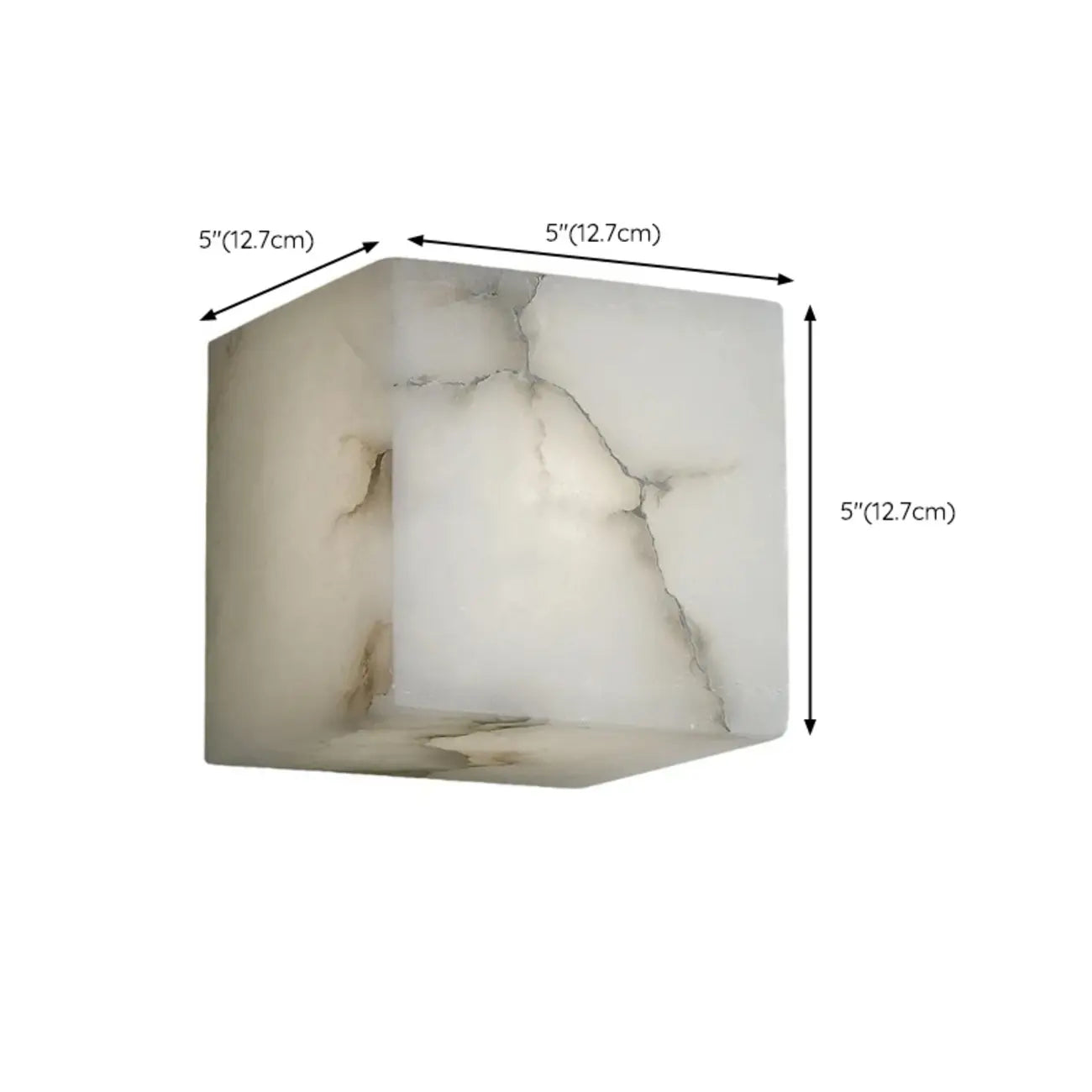 Contemporary Gray-white Cubic Alabaster Indoor Wall Sconce