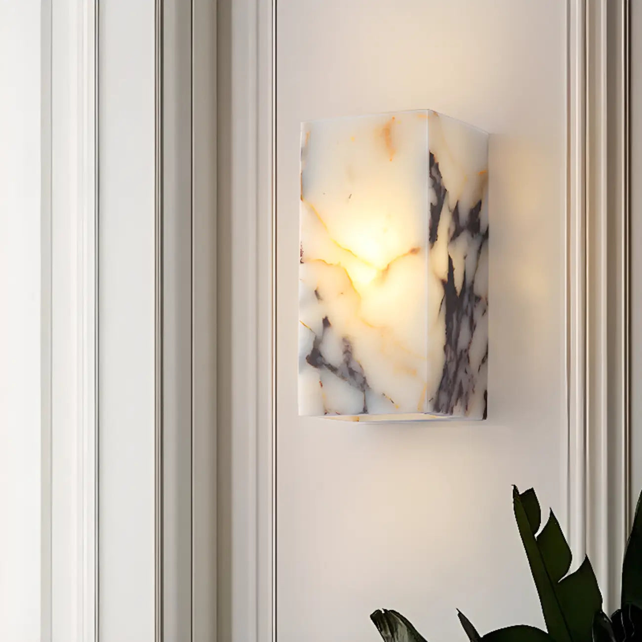Modern White Stone Minimalist Rectangle LED Wall Light