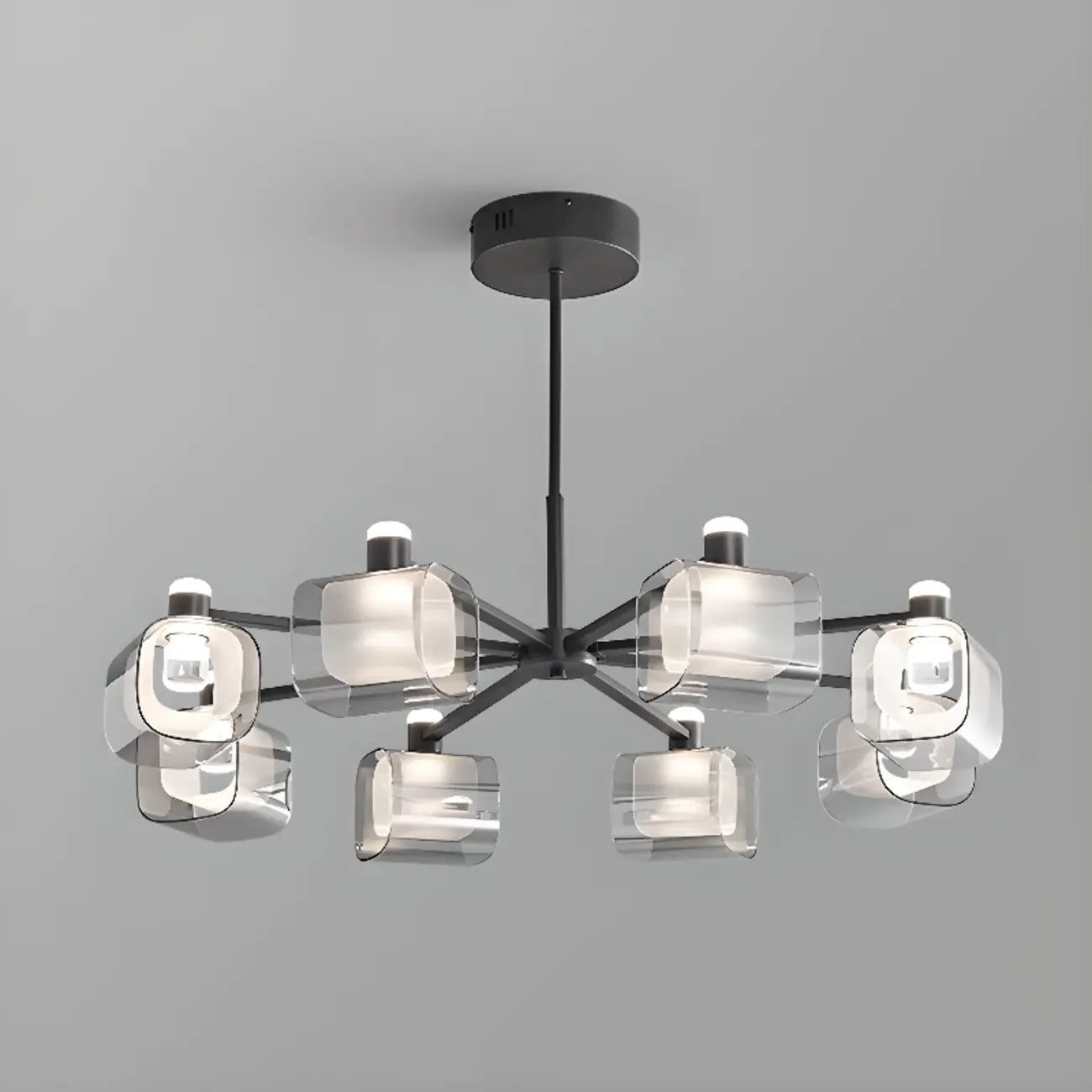 Modern 10-Light Circle Geometric Clear Glass Chandelier