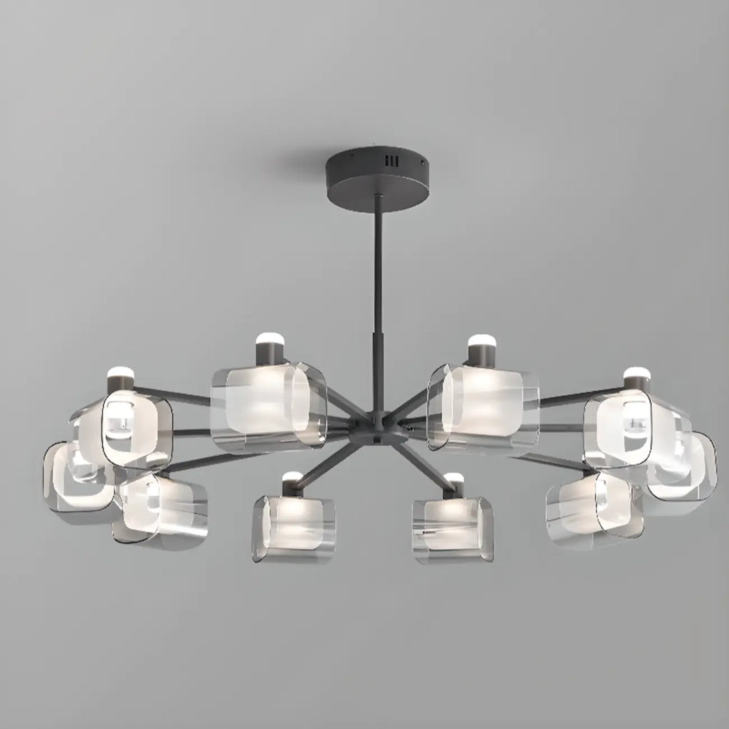 Modern 10-Light Circle Geometric Clear Glass Chandelier