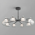 Modern 10-Light Circle Geometric Clear Glass Chandelier